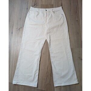 LOFT The Wide Leg Jeans Size 32/14 Off White High Rise Stretch Trendy